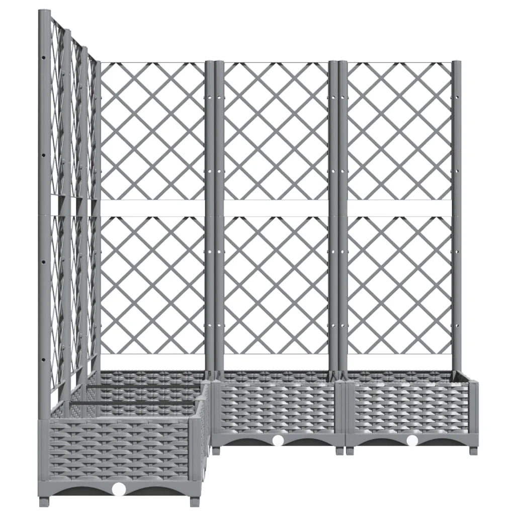 Fioriera rialzata per piante fiori e terrazze con traliccio di colore chiaro 120 x 120 x 121,5 cm PP grigio 02_0038340