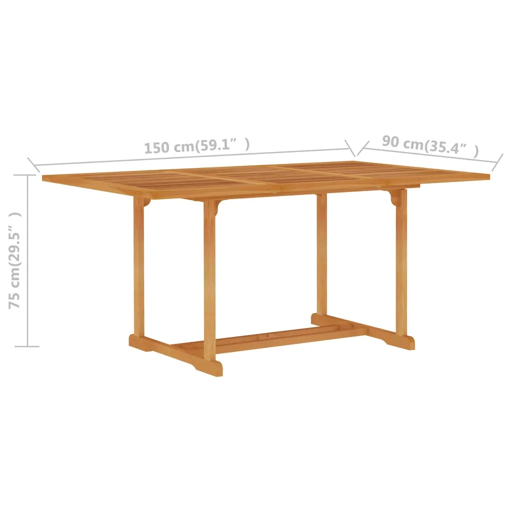 Tavolo da Giardino 150x90x75 cm in Legno Massello di Teak 315103