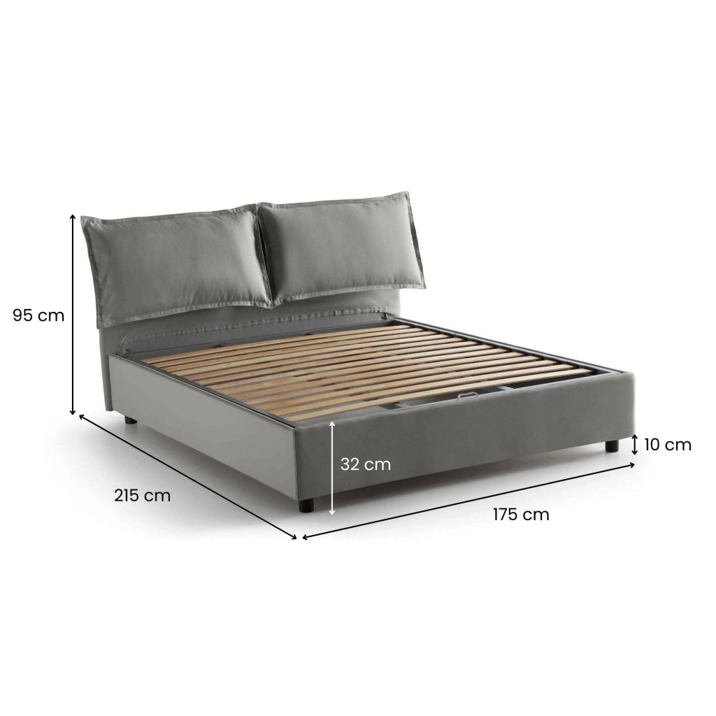 Letto Matrimoniale Aris, Letto Matrimoniale Sfoderabile Made in Italy, Grigio