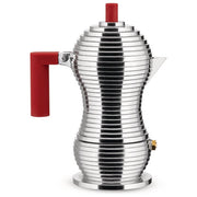 Alessi Pulcina caffettiera espresso per induzione, 6 tazze, alluminio, colore rosso, moka MDL02-6RFM
