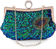Borsa da sera per donna in stile vintage con pailletti parsi e riflessi, tasca da spalla elegante, tasca da braccio crossbody