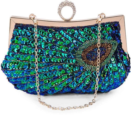 Borsa da sera per donna in stile vintage con pailletti parsi e riflessi, tasca da spalla elegante, tasca da braccio crossbody
