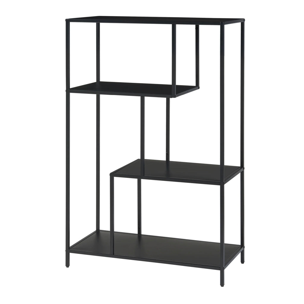 Libreria a 4 ripiani 115 x 75 x 35 cm acciaio nero opaco 03_0009007