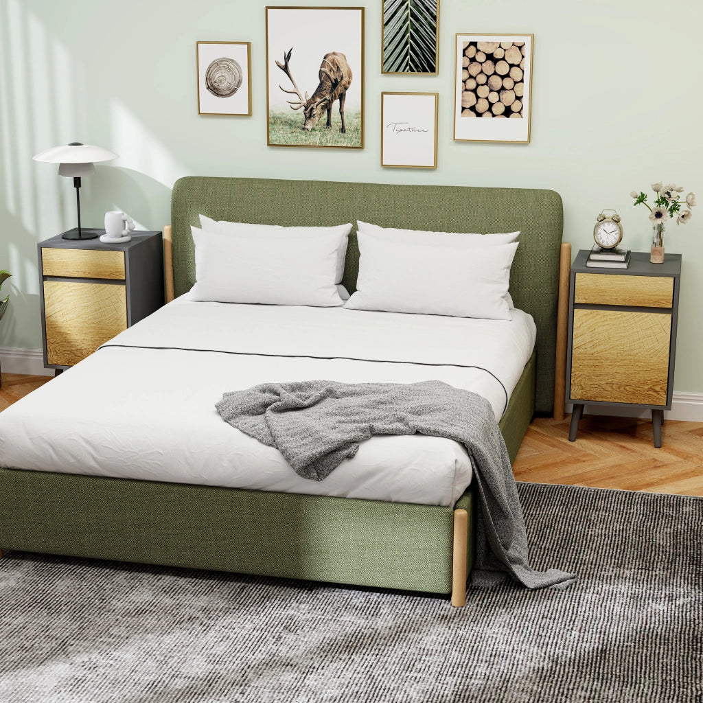 Comodino con cassetti e ripiano ¨C zephmum ¨C 40x39x69 cm grigio scuro