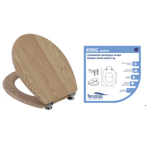 COPRIWATER UNIVERSALE SEDILE TAVOLETTA WC BAGNO MDF LEGNO ACERO 18" FERIDRAS 183001-B