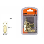 Trade Shop - Set 6 Pz Ganci Gancetti Dorati Per Quadri Cornici Appendere Parete 33x11mm 07999 -