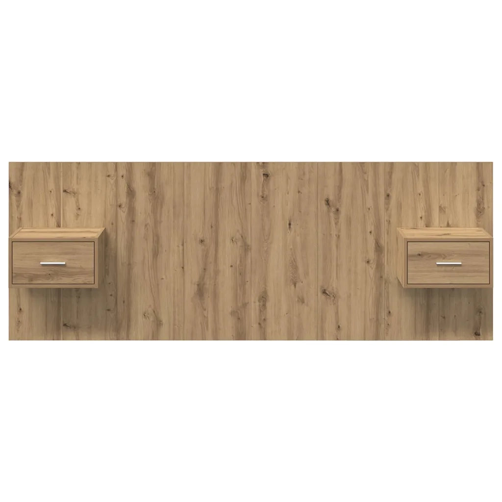 Testata con Comodino 3 pz-Set di 3 Testiera con Contenitore Rovere artigianale Legno multistrato 359940