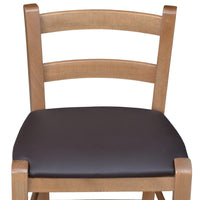 Sgabello bar alto  legno chiaro con schienale h 80 cm seduta similpelle marrone