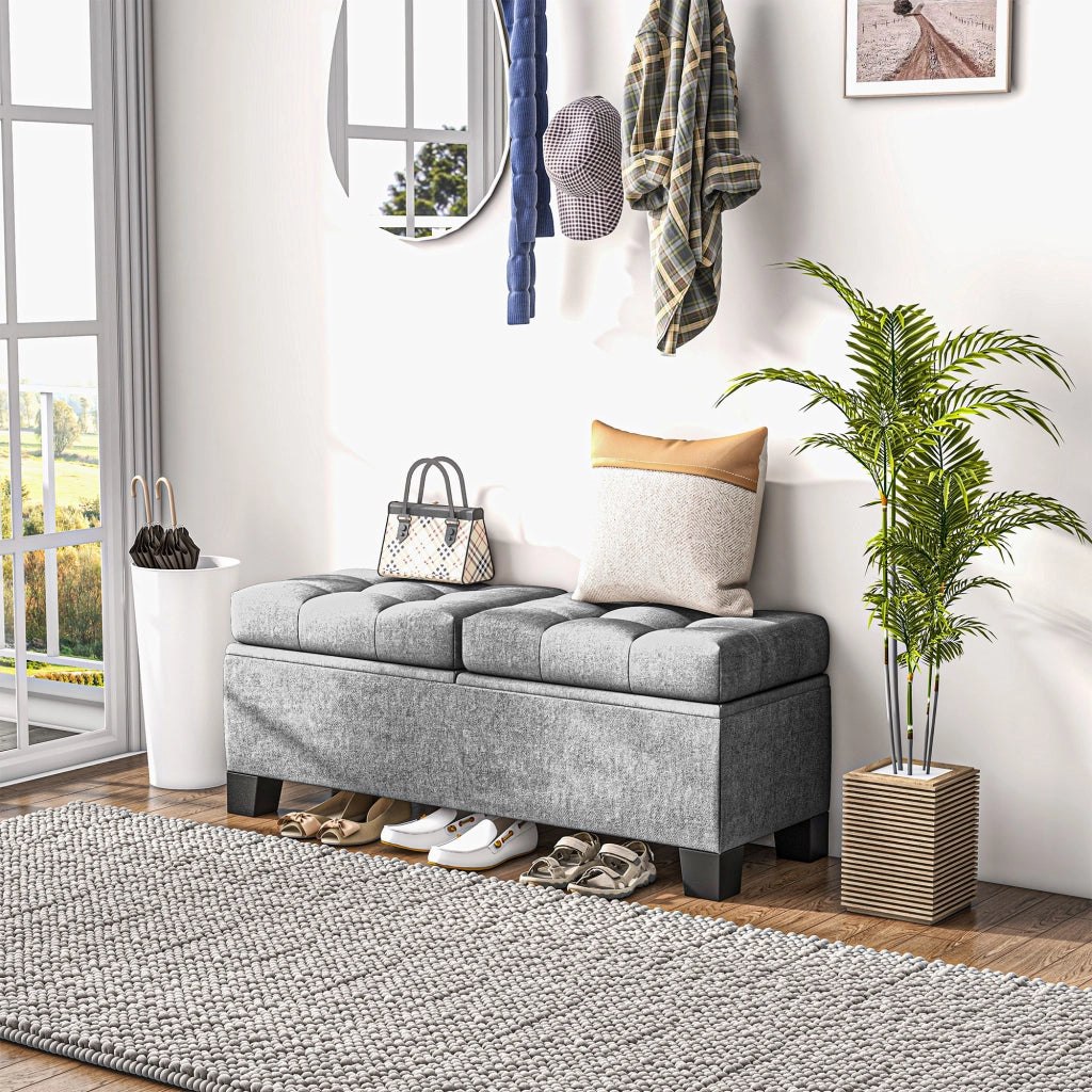 Letto Contenitore in Tessuto Trapuntato ¨C Zephmum ¨C Grigio 116x41x47cm