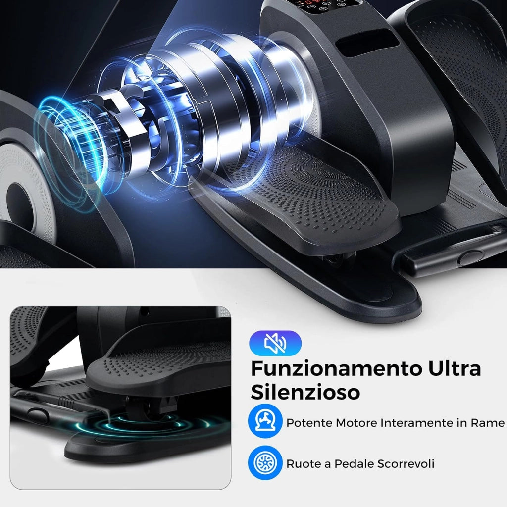 Pedaliera Elettrica Ellittica da Scrivania, Cyclette da Seduti per Gambe per Anziani con Monitor Display, Controllo Remoto, Esercitatore Silenzioso e Portatile per Casa e Ufficio