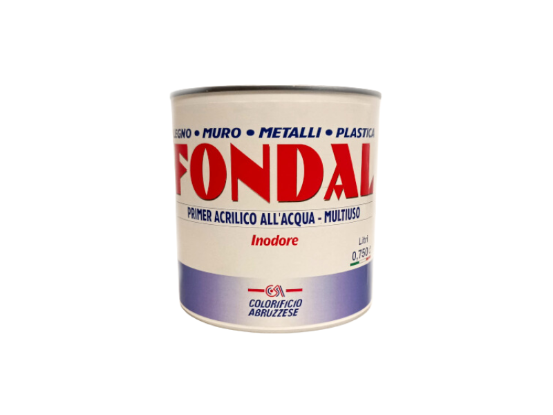 Primer acrilico all'acqua Fondal multiuso 0.75-2.5L legno muro metalli plastica - 0,75 lt