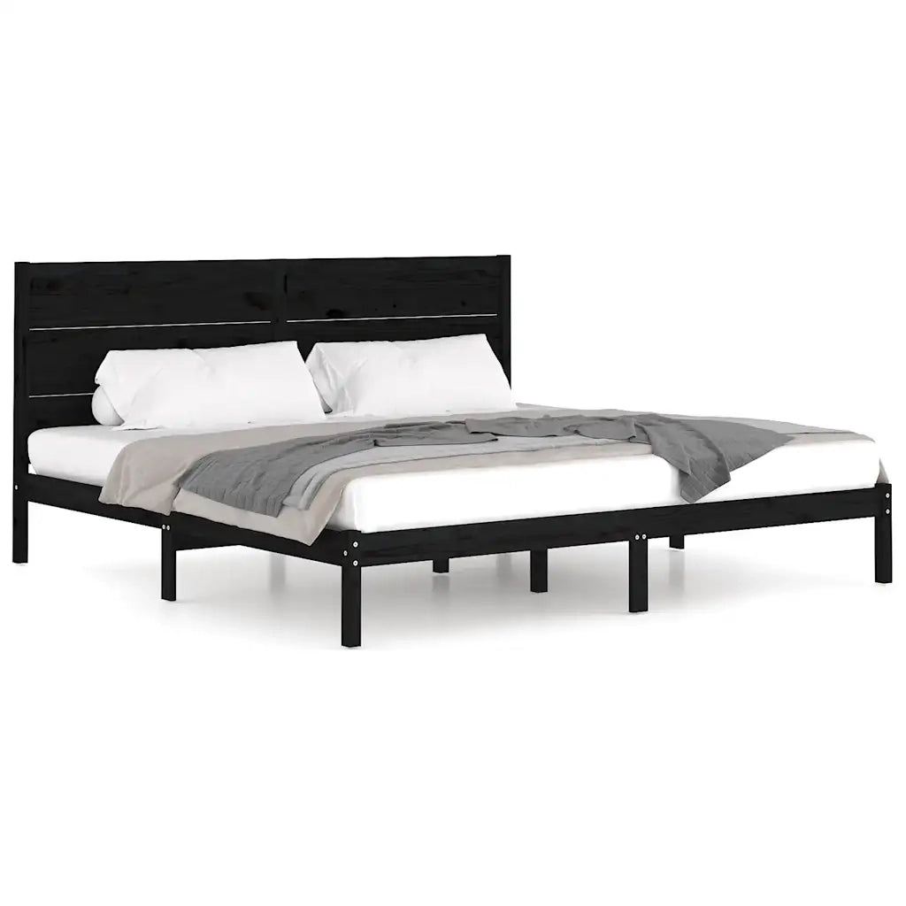 Giroletto Nero in Legno Massello di Pino 200x200 cm 3104177