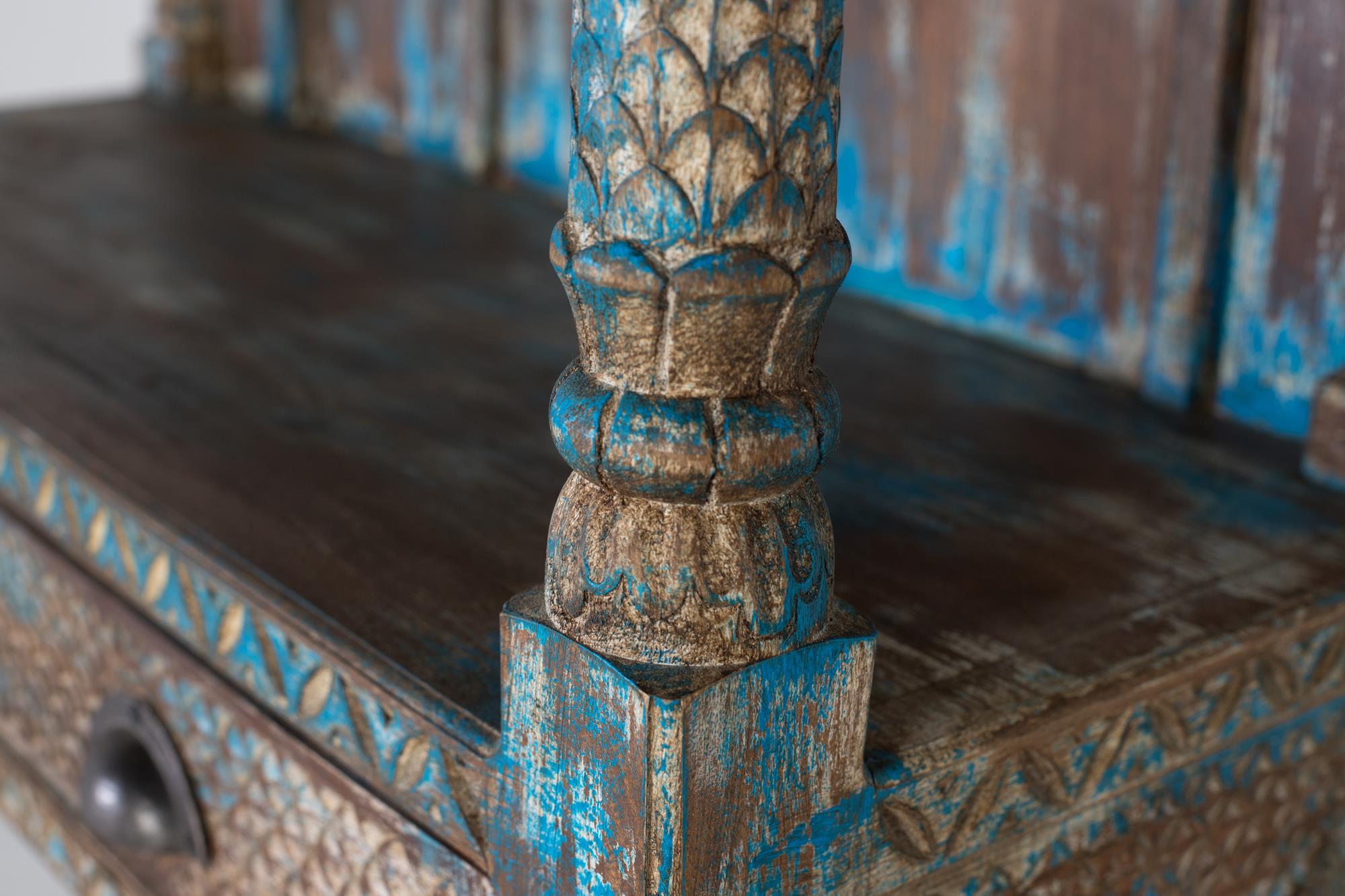 Mensola in legno di mango blu invecchiato 180 cm