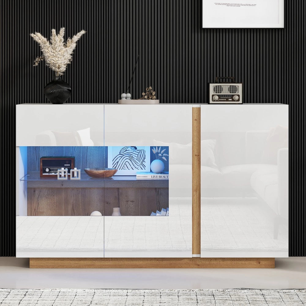 Consolle Ingresso ¨C MINIMAL ¨C Bianco Lucido, Legno, Vetro, 138x38x90,5cm