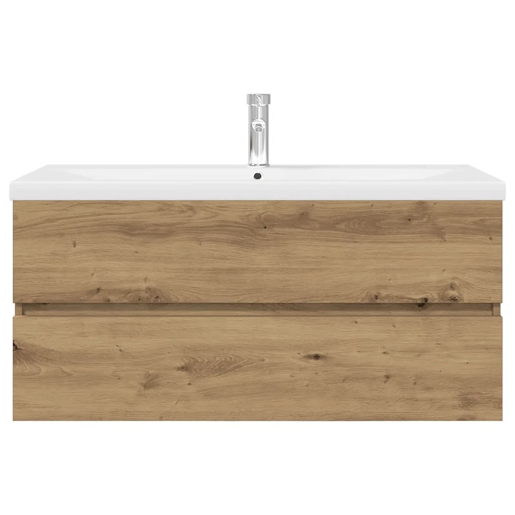 Mobile Bagno con Lavabo Integrato&Rubinetto-Lavandino-Lavabo Rovere Artigianale 260514