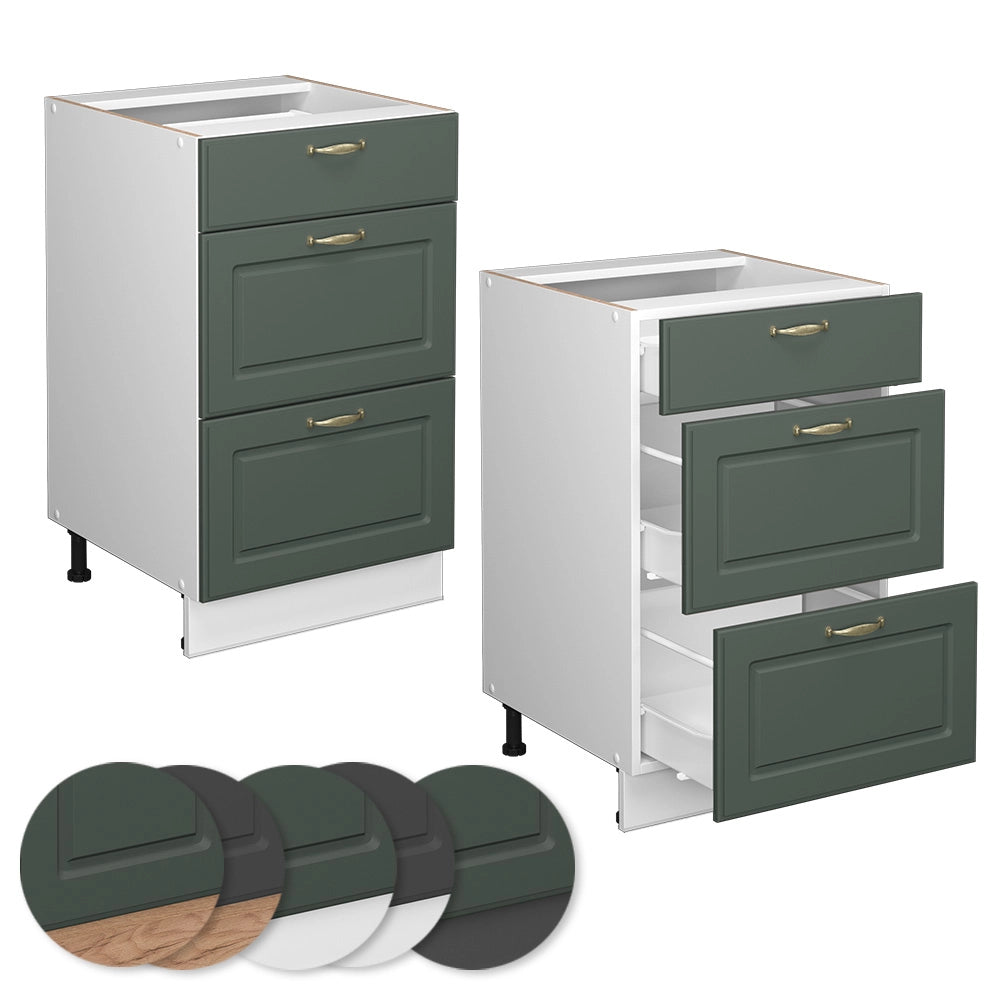 Mobiletto base per cucina Fame-Line Verde-oro rustico/Bianco 50 cm senza piano di lavoro Vicco