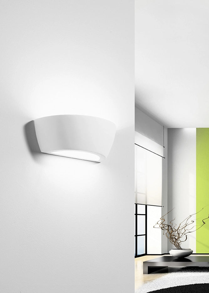 MANTINEA Parete 1 Luce attacco E27 in gesso bianco 25cm
