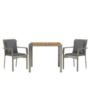 Set da pranzo da giardino 3 pezzi mobili da esterno con cuscini grigi 02_0013585