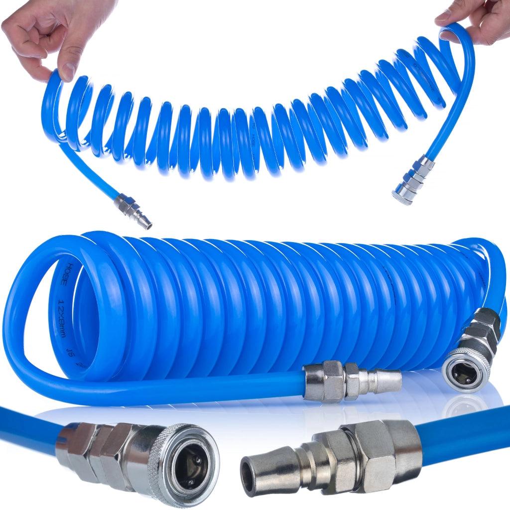 Tubo Pneumatico a Spirale Poliuretanico 8x12mm 5m – Resistente e Flessibile | Pressione 6-10 Bar