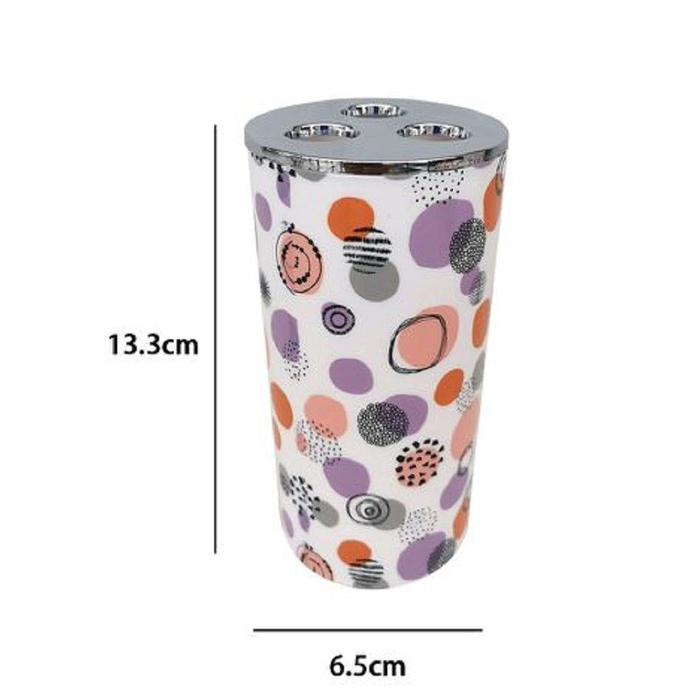 Trade Shop - Bicchiere Porta Spazzolini 3 Fori Sfere Astratte Accessorio Arredo Bagno 87083 -