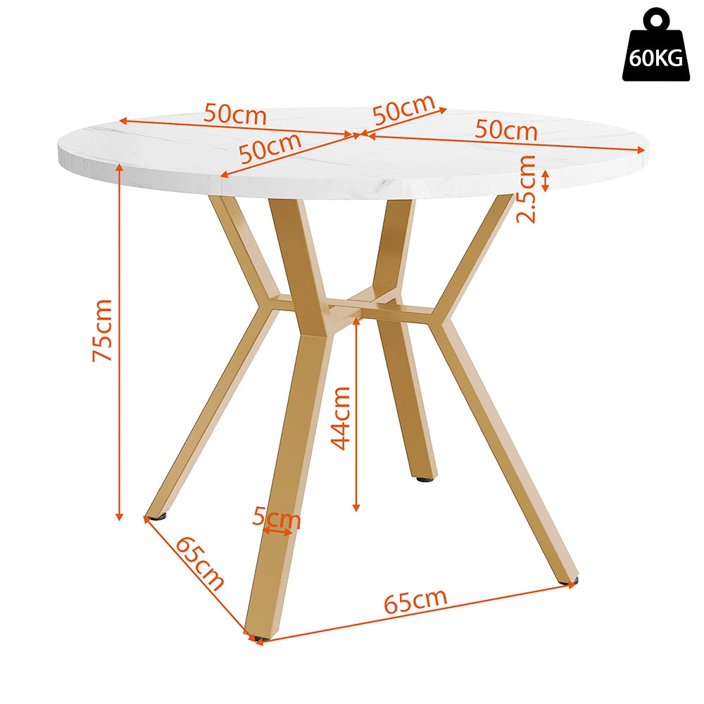 Set tavolo-Xylo-Rotondo marmo 4 sedie grigio piedi dorati