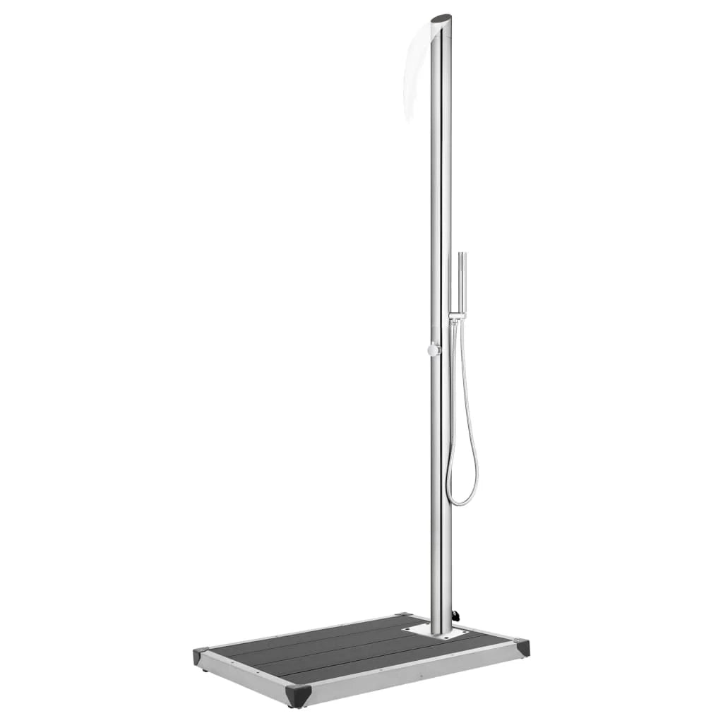 Doccia da giardino con base 225 cm acciaio inox grigio 02_0042050