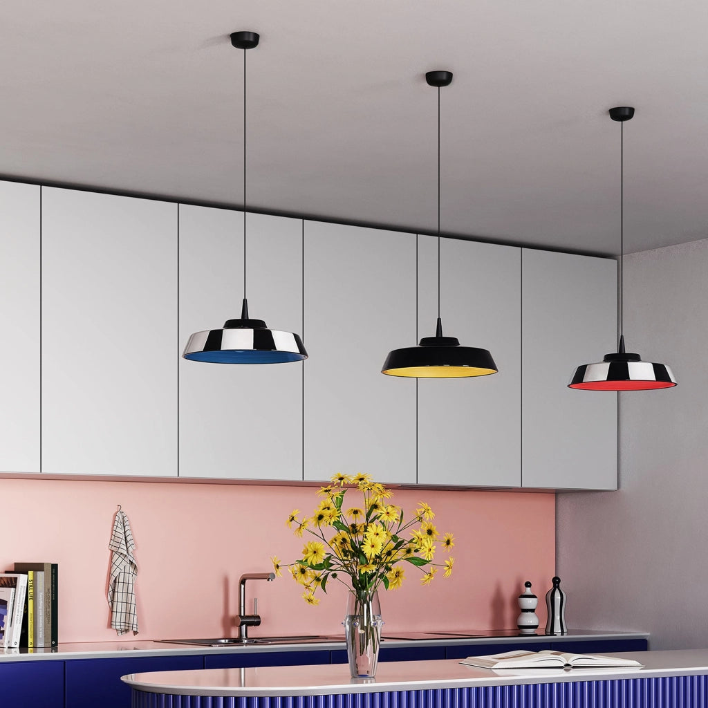 Circus Lampada a Sospensione LED Design in Ceramica Bianco e Nero Diametro 24 cm, Sorgente Luminosa LED TRIAC 2700K 8W, Ideale per Interni