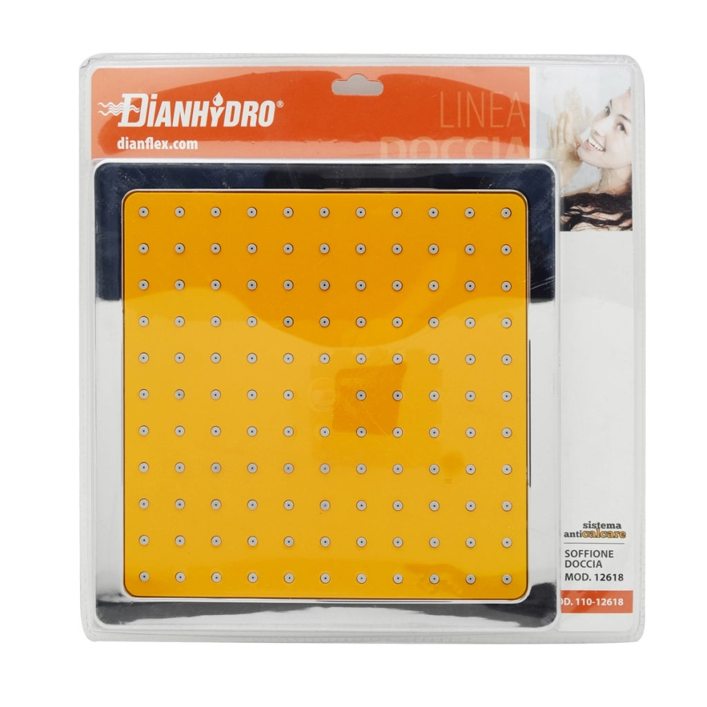 SOFFIONE DOCCIA QUADRO MODELLO 12618  MM 200- Arancio- DH- pezzi 1