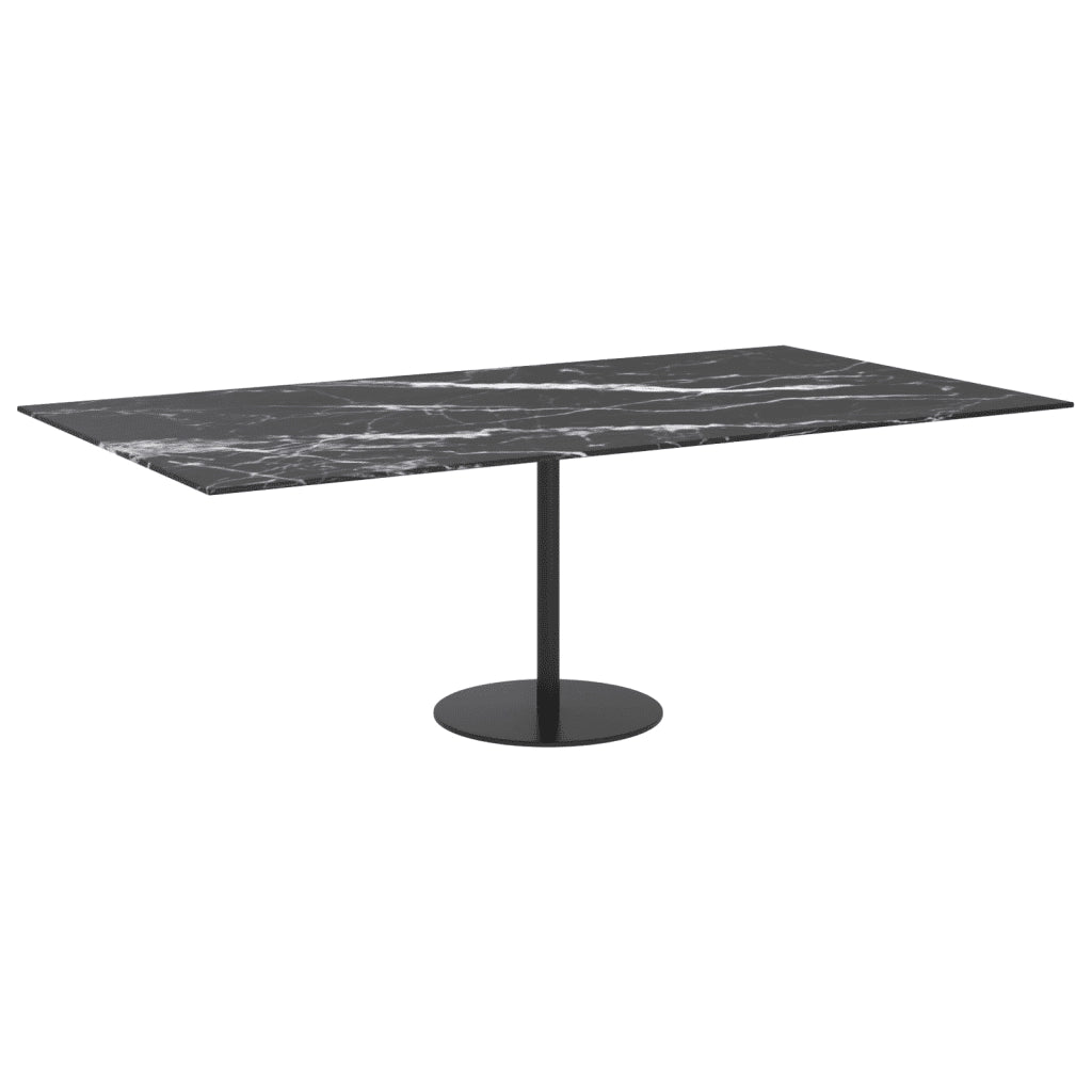 Piano Tavolo Nero 120x65 cm 8mm Vetro Temperato Design Marmo