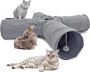 Tunnel per Gatti e Conigli a 4 Vie senza Scricchiolamenti - Grigio, 120 * 25cm