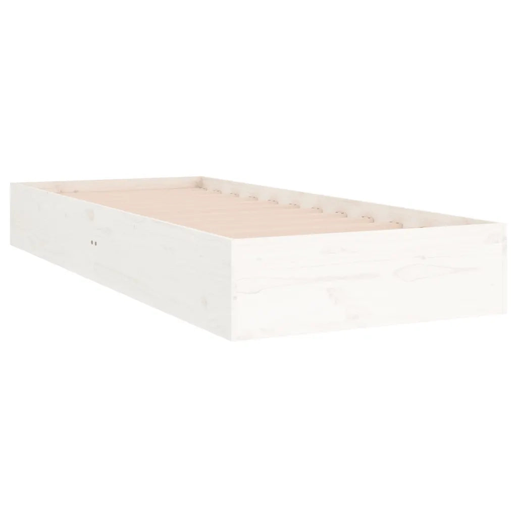 Letto singolo | Letto per adulti | Giroletto Bianco in Legno Massello 90x190 cm Single