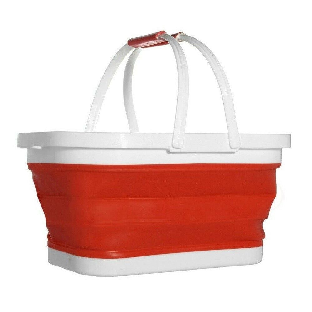 Trade Shop - Cesto Pieghevole In Silicone Multiuso Bagno Cucina Pic Nic Alimenti 38x27x19cm -