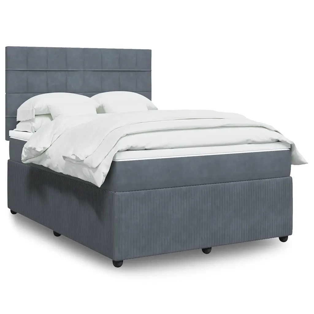 Giroletto a Molle con Materasso Grigio Scuro 140x190 cm Velluto 3294635