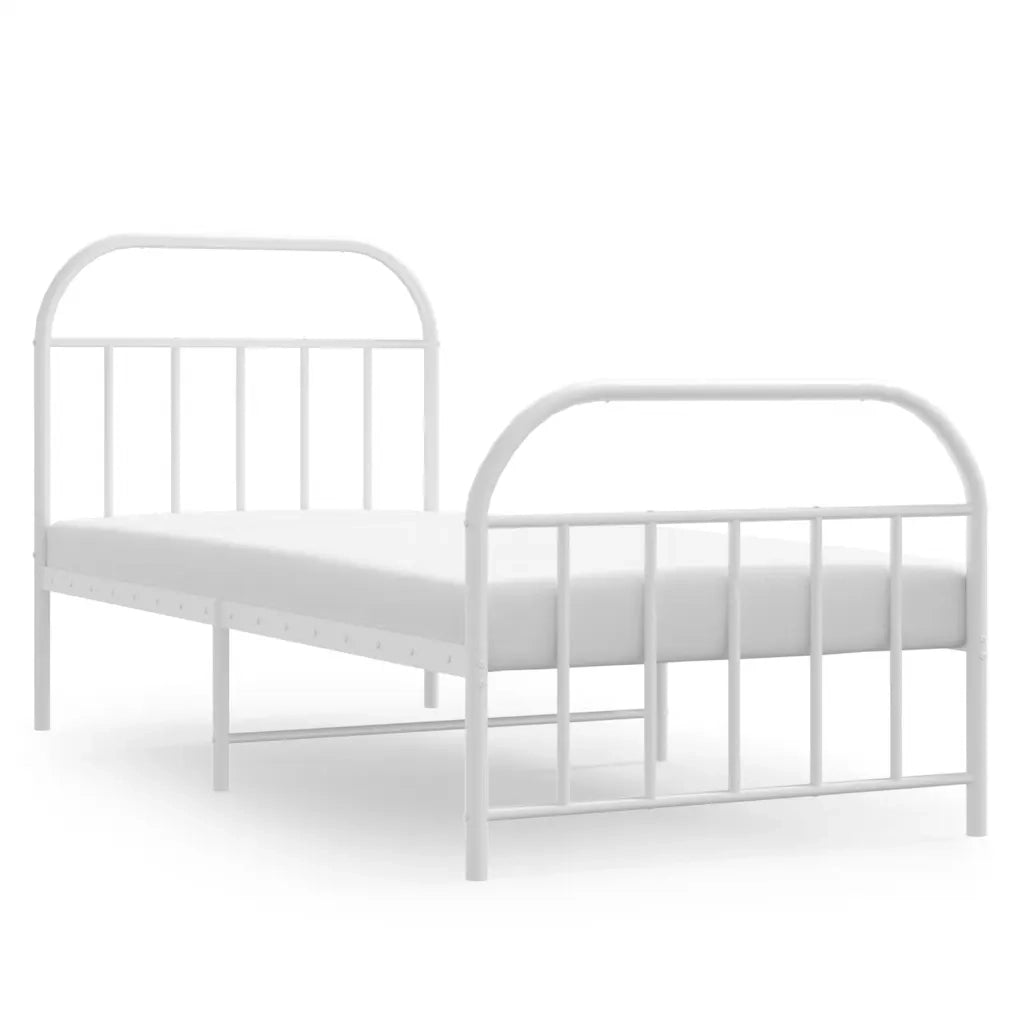 Giroletto con Testiera e Pediera-Struttura Letto Metallo Bianco 90x190 cm 490233
