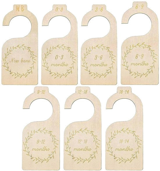 Set di 7 Divisori di Abbigliamento per Bambini in Legno a Doppia Faccia