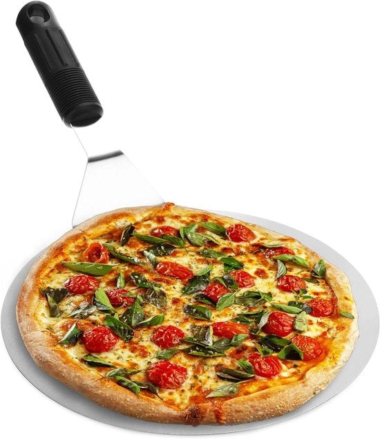 Spazzola per pizza in acciaio inossidabile - adatto per pizza e torte - 1 pezzo - argento/nero