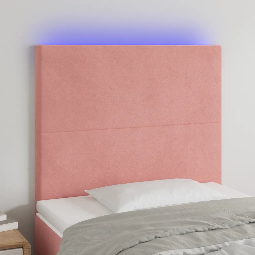 Testiera | Testata a LED Rosa 100x5x118/128 cm in Velluto