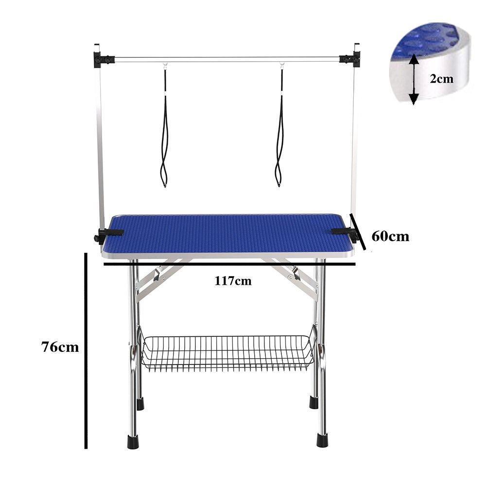 Tavolo toeletta cani pro - Xylo - 117cm blu rete+gomma