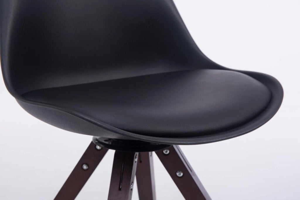 Sedia ospite Troyes Girevole Similpelle Quadrato nero,noce
