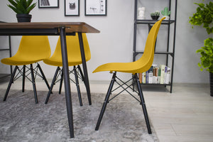 Sedia Valora OSAKA gambe nere senape per sala da pranzo x4