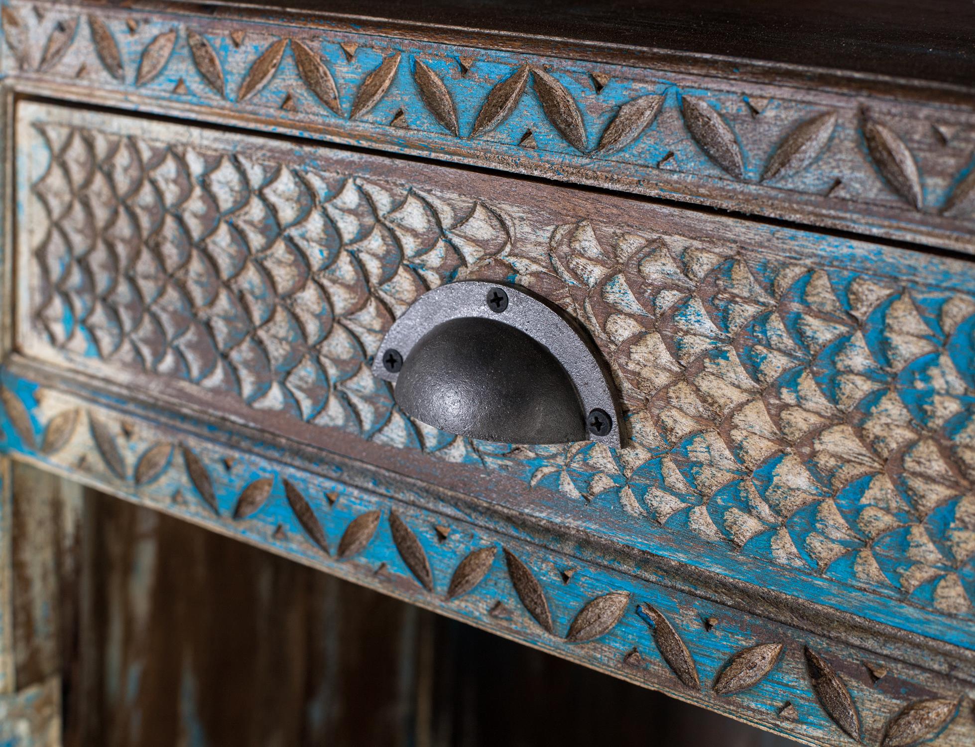 Credenza in legno di mango blu invecchiato 170 cm