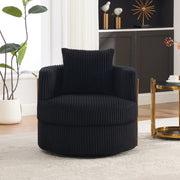 Sedia relax girevole 360° in corduroy con vano contenitore; 76 cm; nera