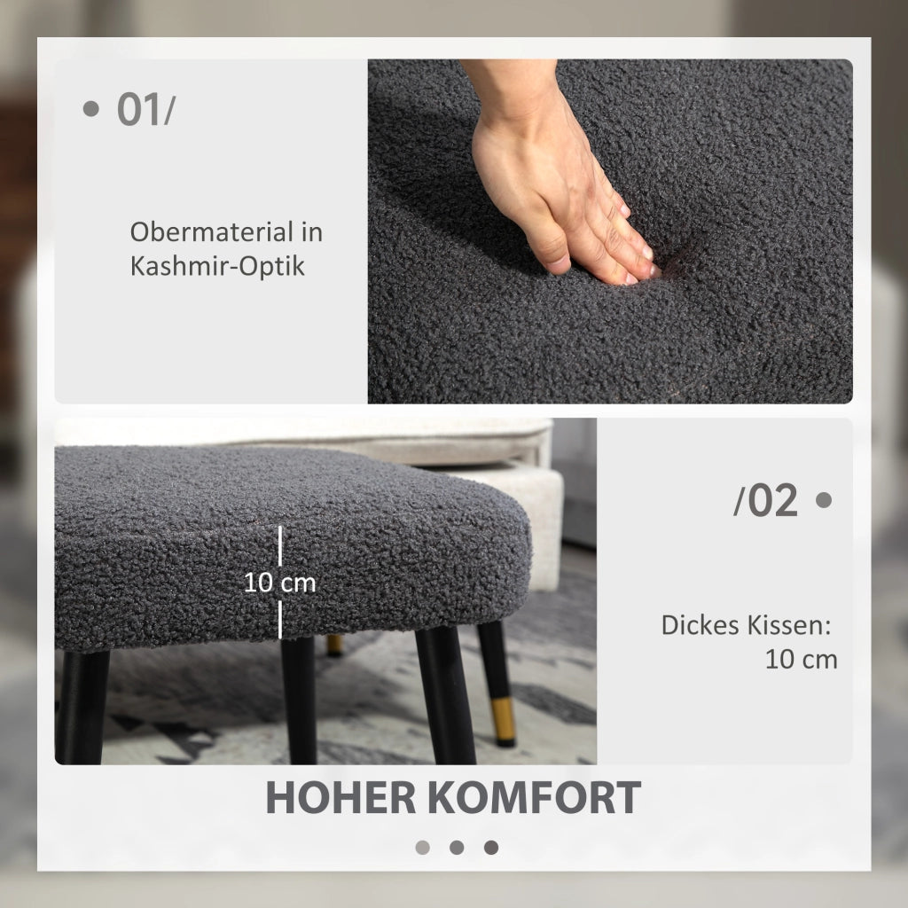Pouf Poggiapiedi Imbottito ¨C Minimal ¨C Grigio Scuro 42x42x44 cm