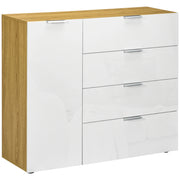 Cassettiera con 4 cassetti e ante ¨C zephmum ¨C bianco e naturale 105x35x92 cm