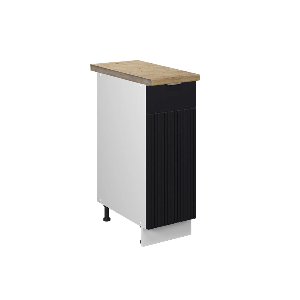 Armadio cucina dispensa alto Fame-Line Nero rigato/Bianco 30 cm, PL Rovere Vicco