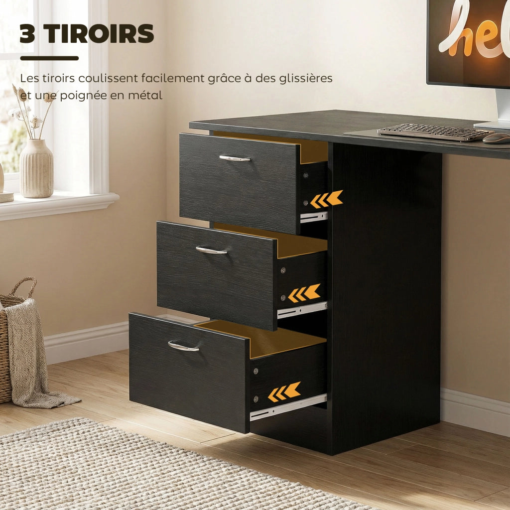 Scrivania con scaffali e cassetti ¨C Zephmum ¨C Nero 120x50x