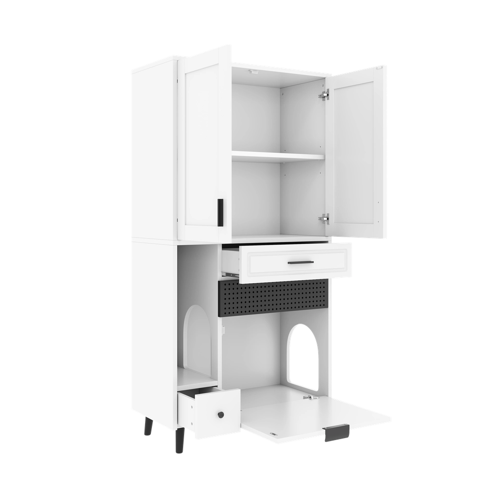 Mobile Multifunzionale per Gatti con Cassetti e Cuccia ¨C MINIMAL ¨C Legno con Ripiani Regolabili