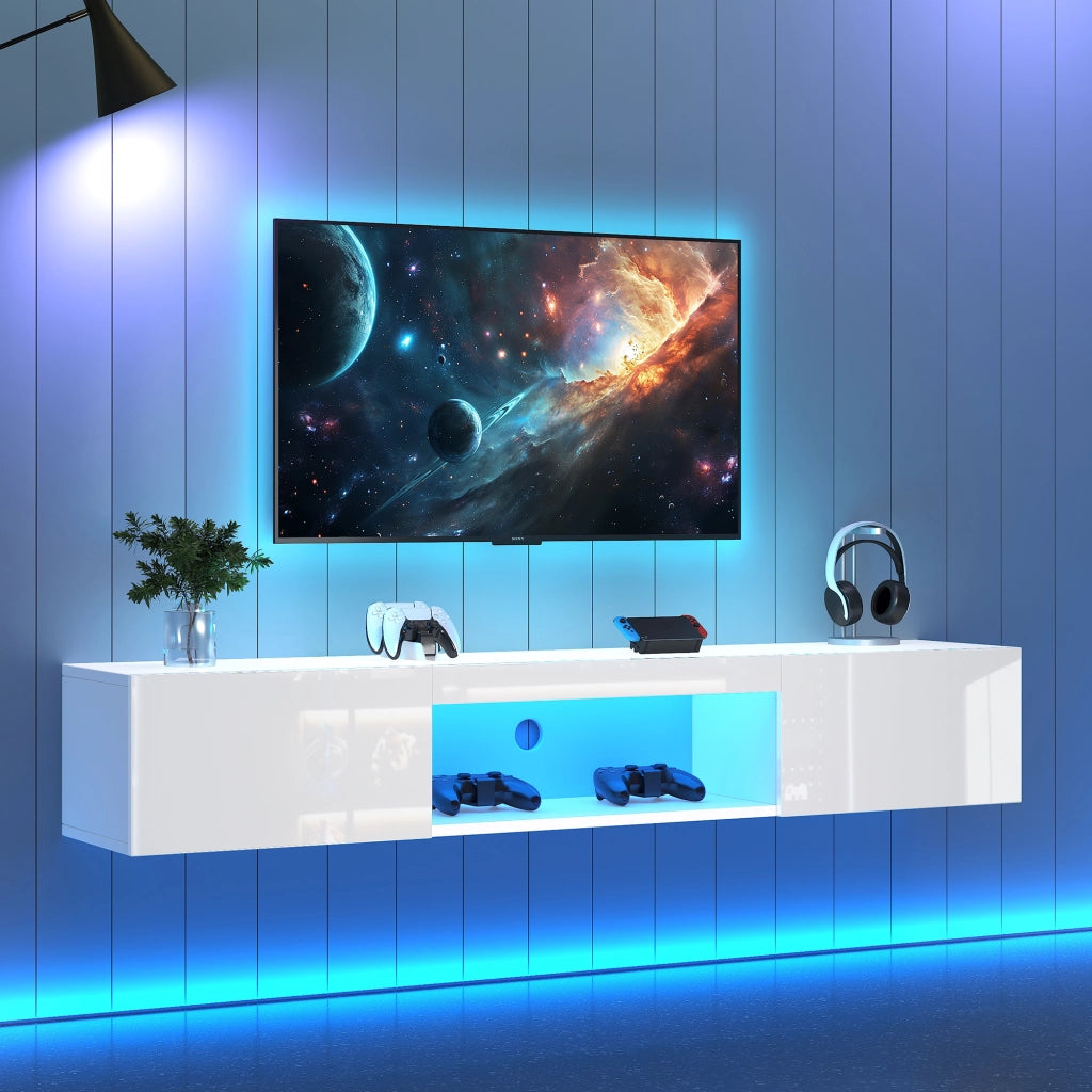 Mobile TV sospeso bianco lucido 160 cm