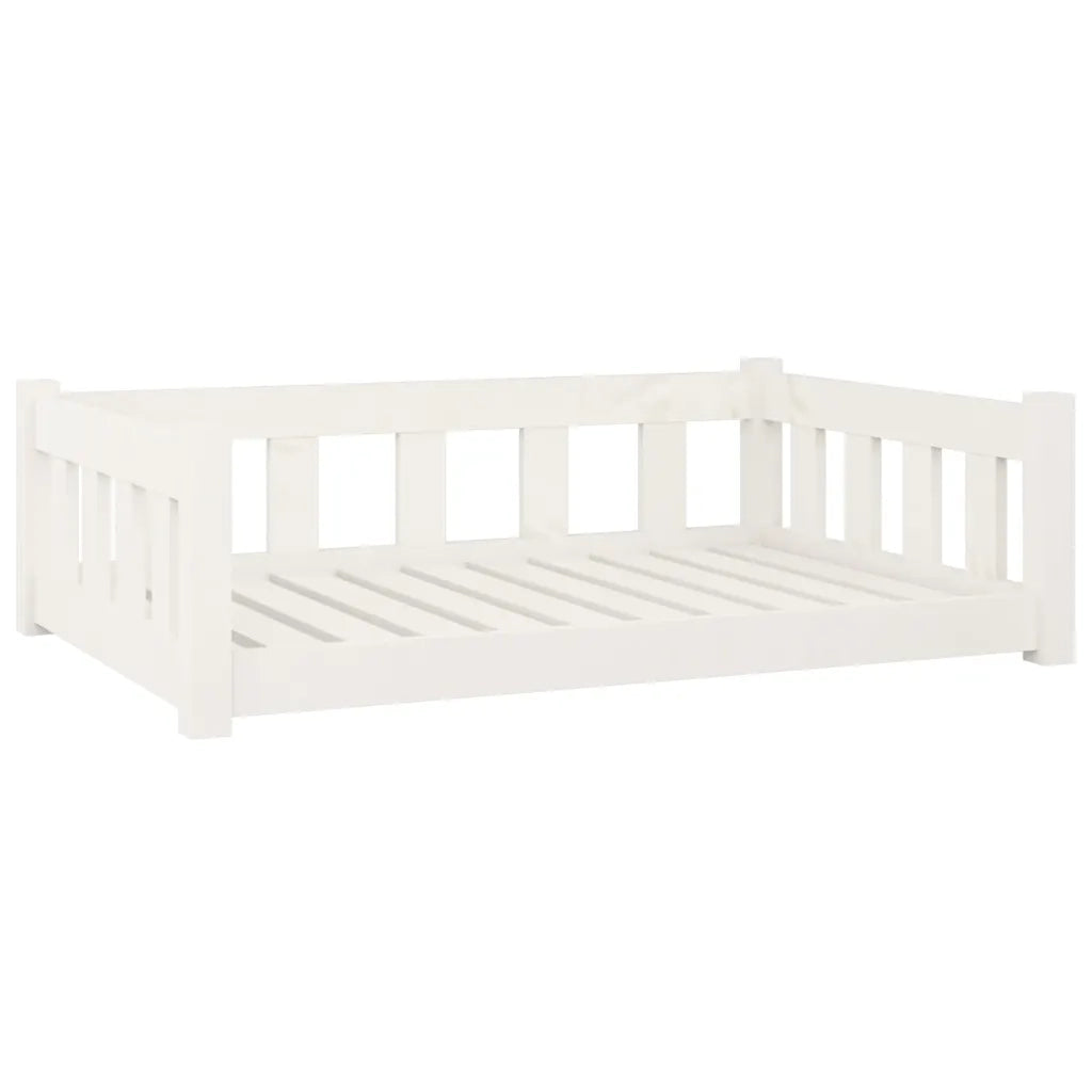 Cuccia per Cani Bianca 95,5x65,5x28 cm Legno Massello di Pino 833256