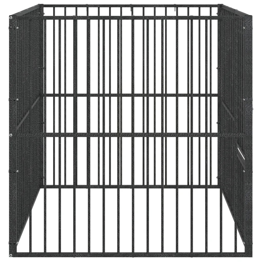 Box per Cani 4 Pannelli Nero Acciaio Zincato CFW9876405